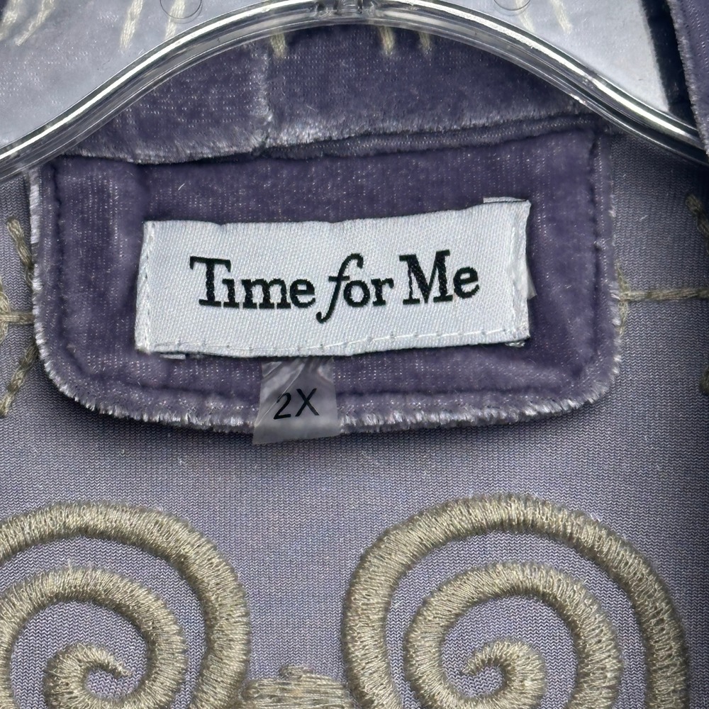 New Time for Me Velvet Embroidered Kimono Cardigan Women 2X Light Purple - Picture 3 of 12